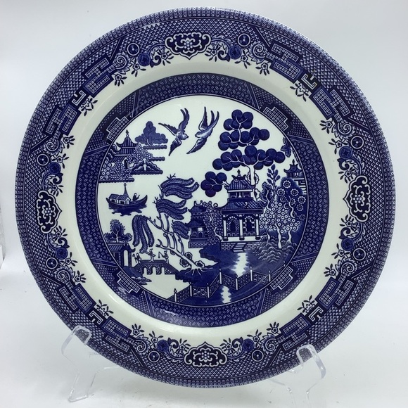 Churchill England Blue and White Willow Dinner Plate - Picture 1 of 9